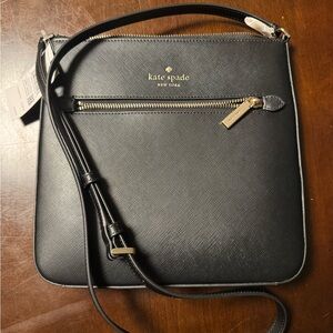 Kate Spade Black Messenger Bag with Gold Accents